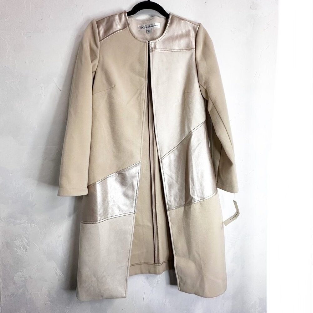 Kenneth Cole Trench Coat Womens S Pennylane Tan Western Boho Holiday Long Jacket